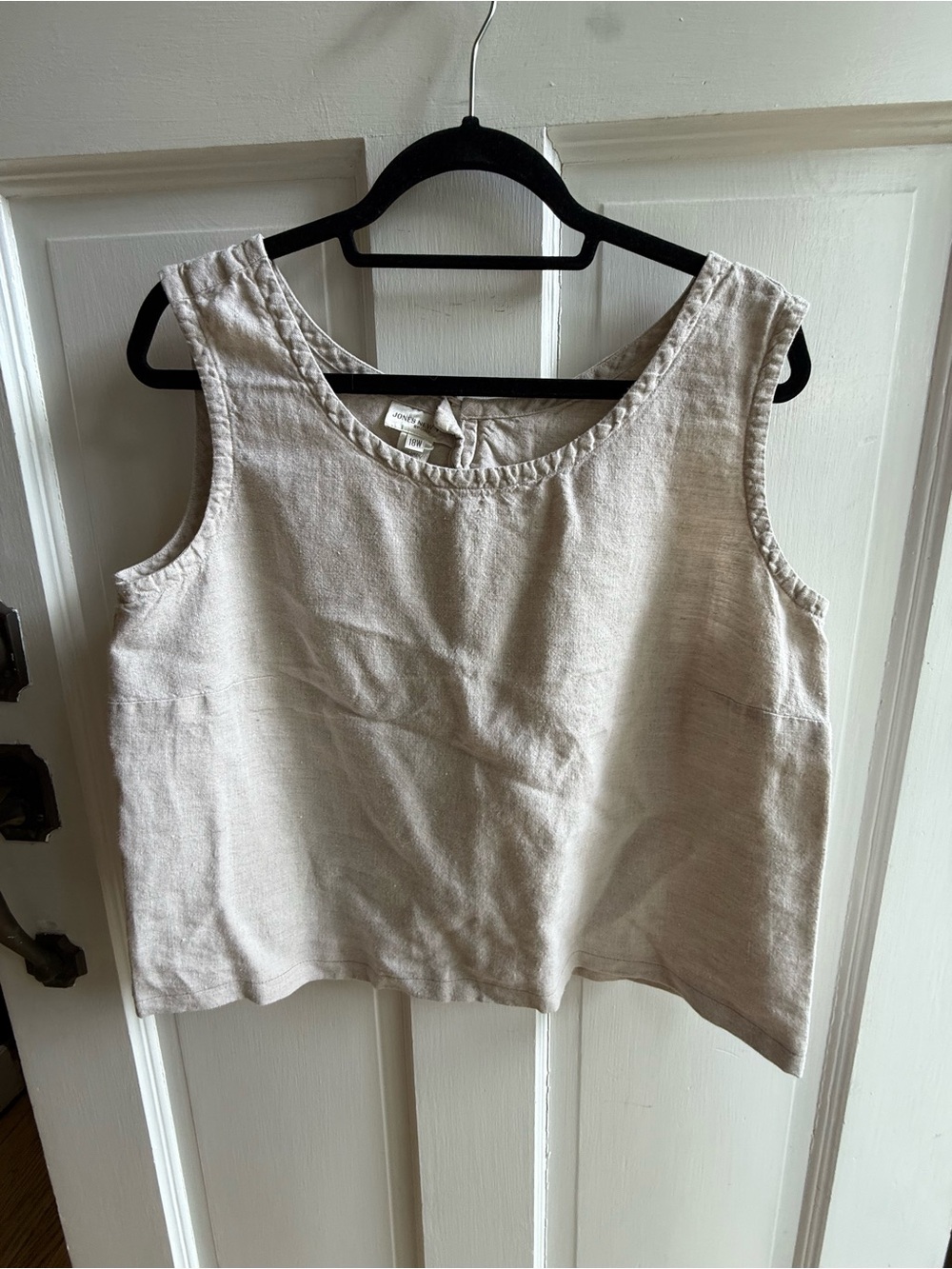 Jones New York Sleeveless Linen Blend Crop Top - Beige